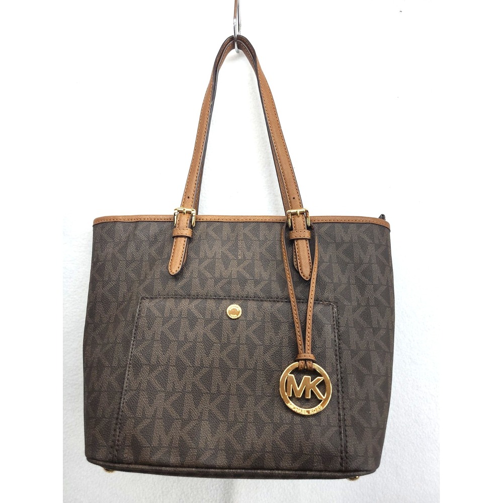 Michael Kors Jet Set Tote Purse MK Signature Logo Saffiano Leather Handbag